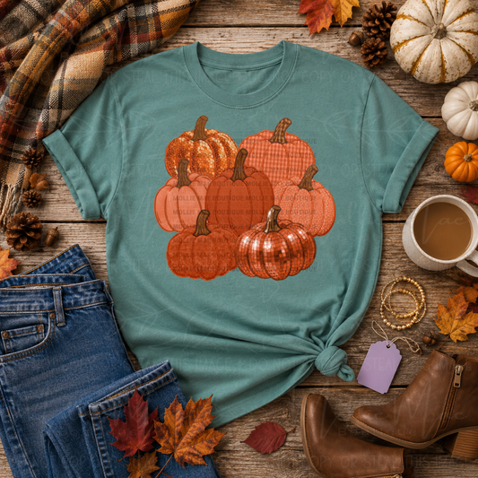 Patchwork Pumpkin Stack Graphic Tee