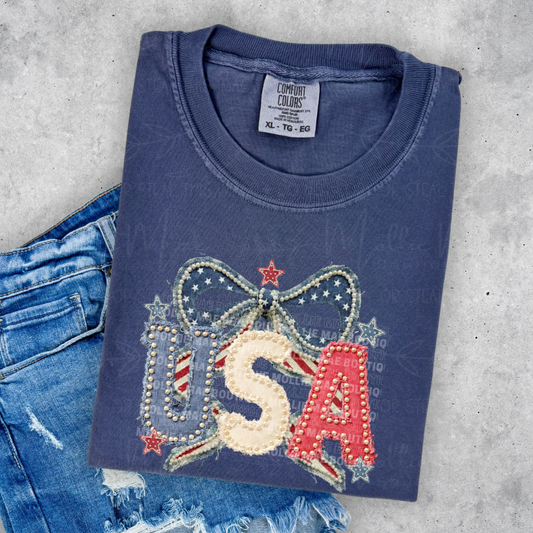 USA Frayed Patch Graphic Tee