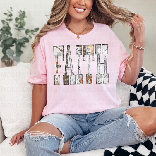 FAITH Grey Camo Graphic Tee