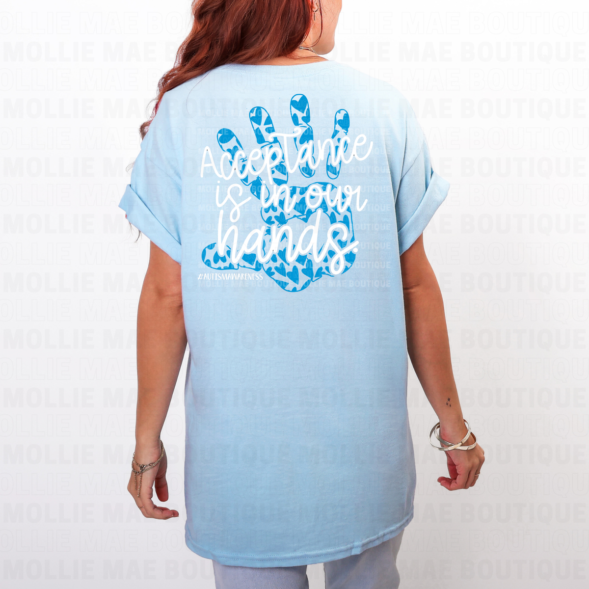 Acceptance Is In Our Hands Autism Awareness Graphic Tee