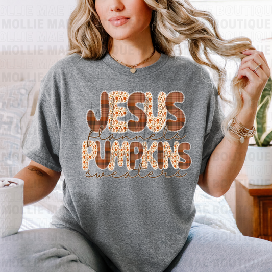 Faith, Flannels & Pumpkin Sweaters Graphic Tee or Sweatshirt