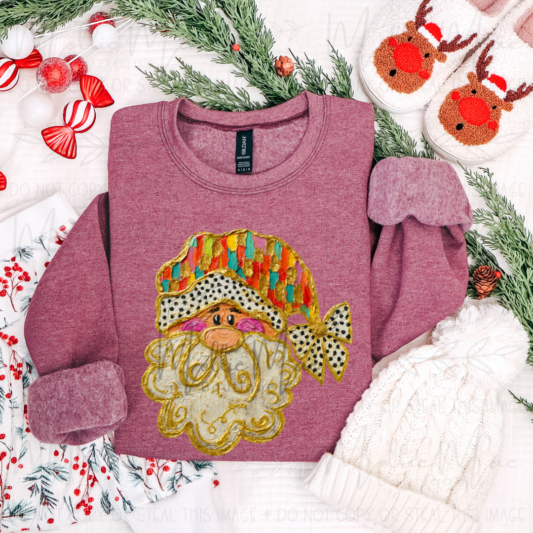 Jolly Brushstroke Santa Graphic Tee or Crewneck