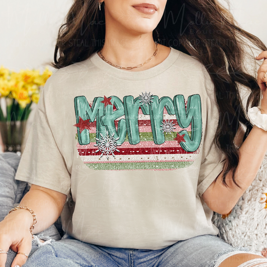Merry Mint Stripes Graphic Sweatshirt or Tee
