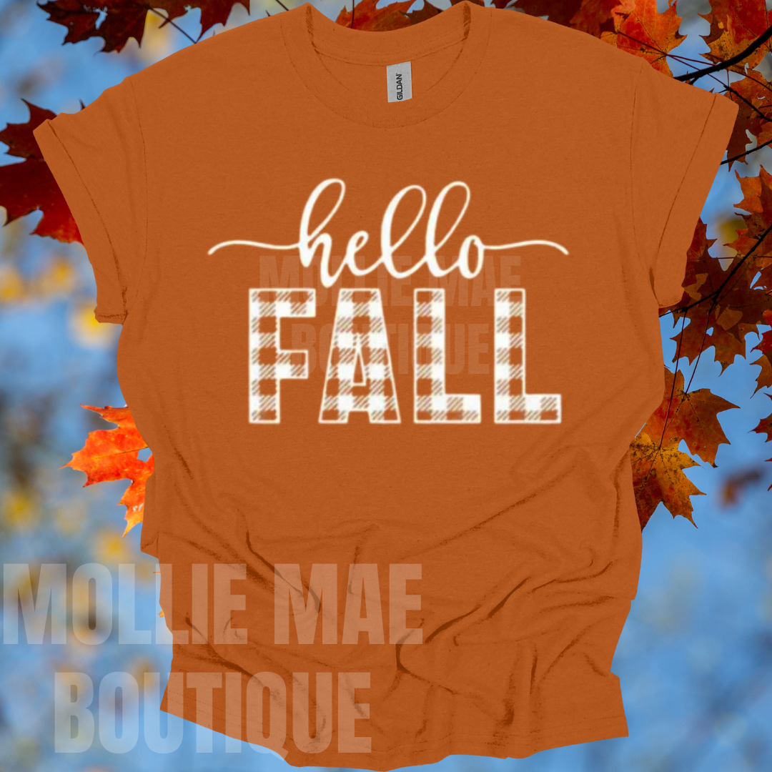 Hello Fall (plaid) Graphic Tshirt