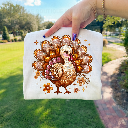 Faux Sequin Turkey Tee