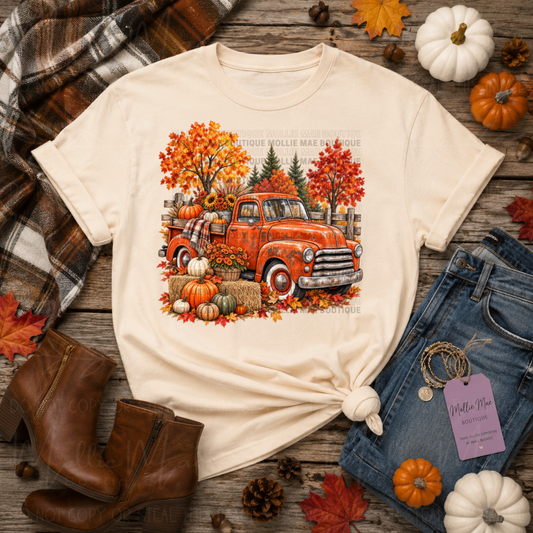 Vintage Fall Truck Pumpkin Graphic Tee