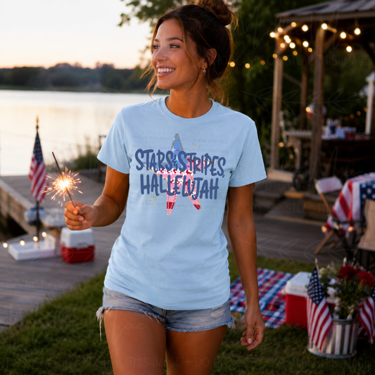Stars & Stripes Hallelujah Patriotic Graphic Tee