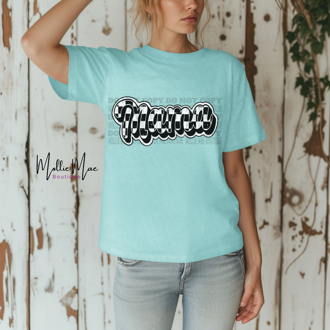 MAMA B&W Checkered Tshirt