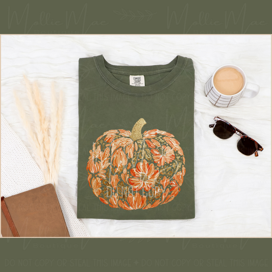 Painted Floral Pumpkin Tee