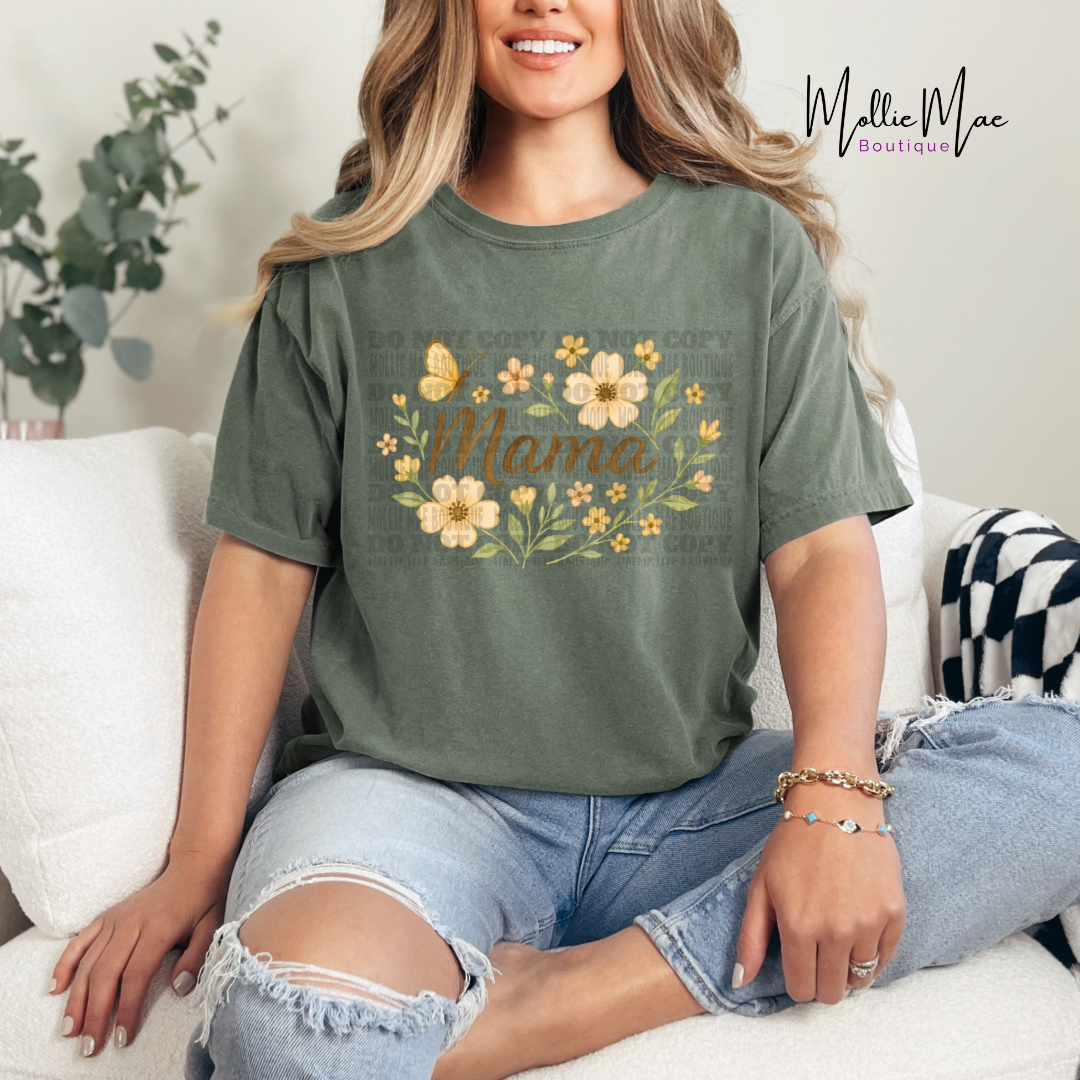 MAMA Flowers & Butterfly Tshirt