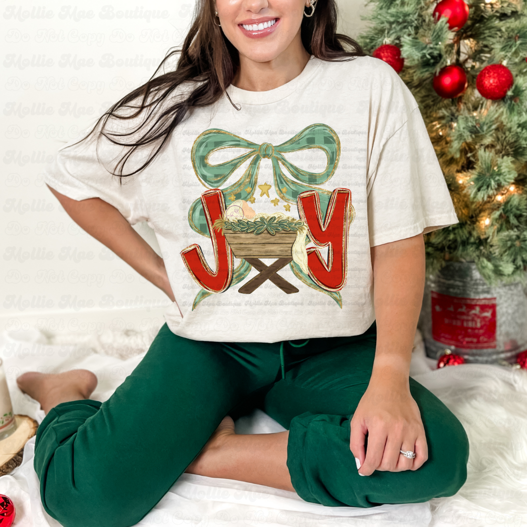 Joy to the World Bow & Manger Tee or Crewneck