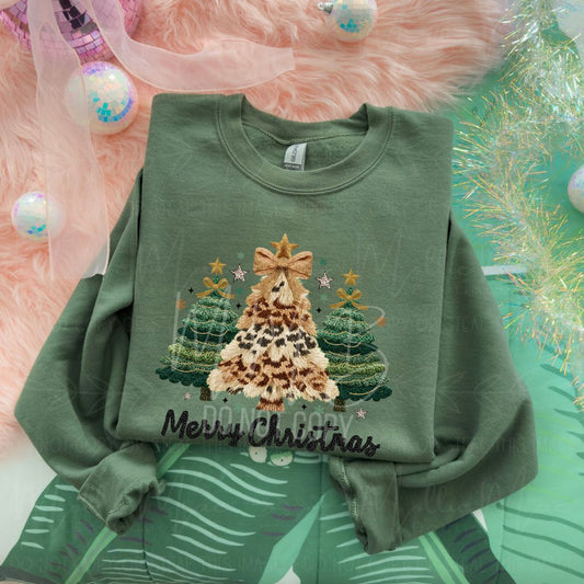 Merry Christmas Furry Tree Graphic Sweatshirt