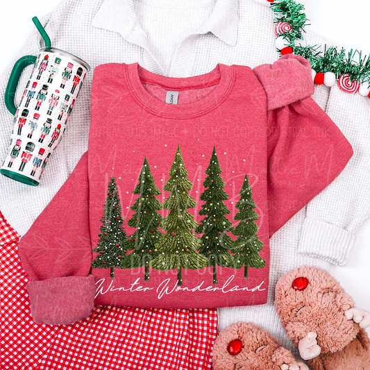 Winter Wonderland Faux Knit Trees Graphic Tee or Sweatshirt