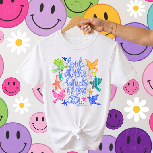 Look at the Birds of the Air Scripture Graphic Tee – Matthew 6:26