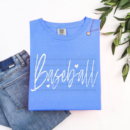 Baseball Script Heart Graphic Tee