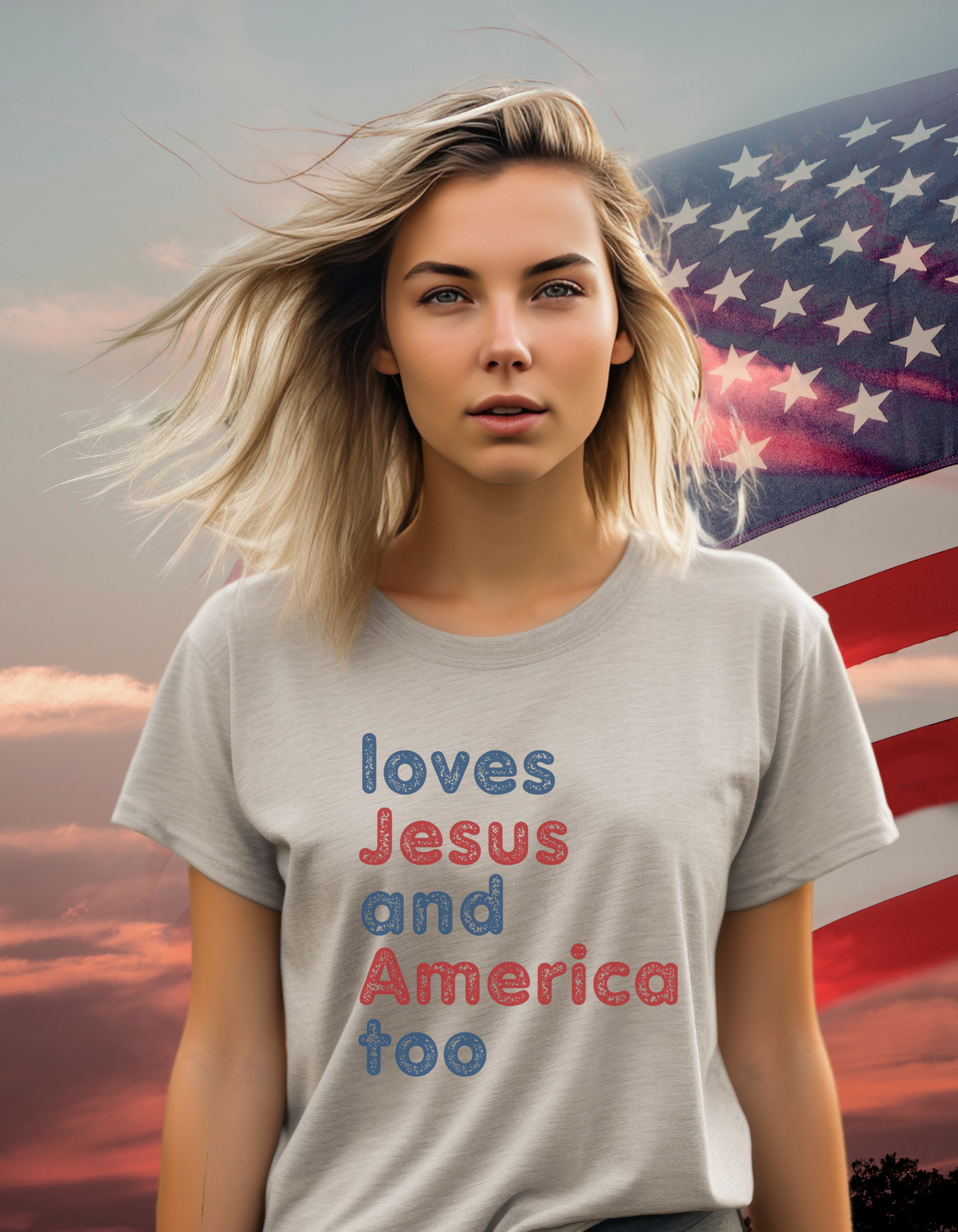 Loves Jesus and America Too Tshirt