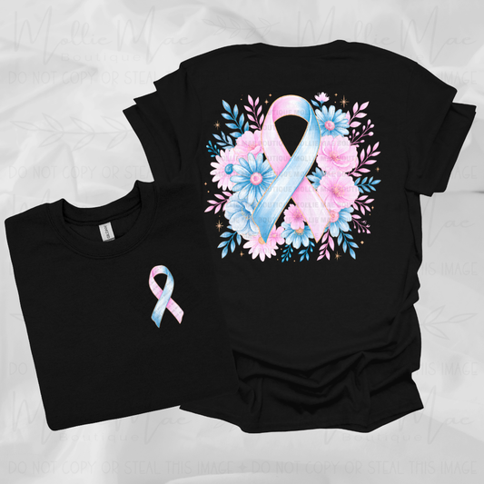 Infant Loss Awareness Floral Ribbon Graphic Tee