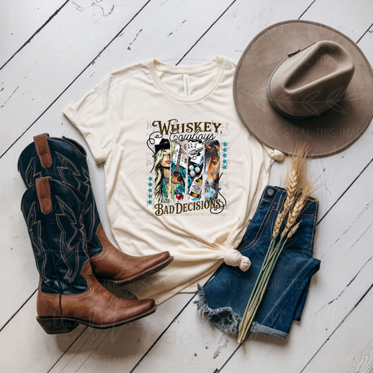 Whiskey, Cowboys, Bad Decisions Tshirt