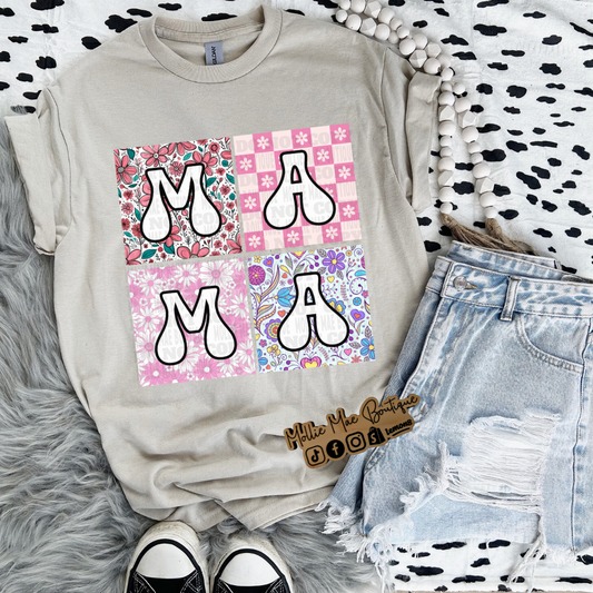 MAMA Floral Block Tshirt