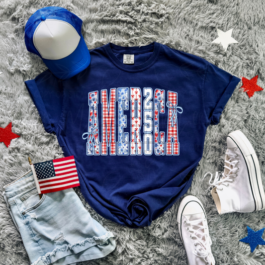 America 250 Patchwork Letter Graphic Tee