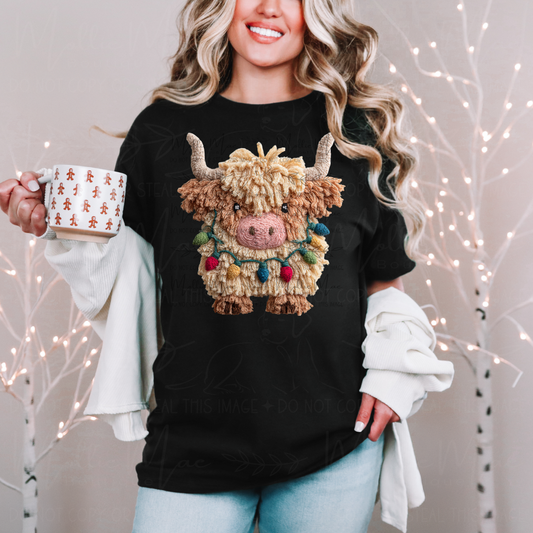 Merry Highland Cow Graphic Tee or Sweatshirt