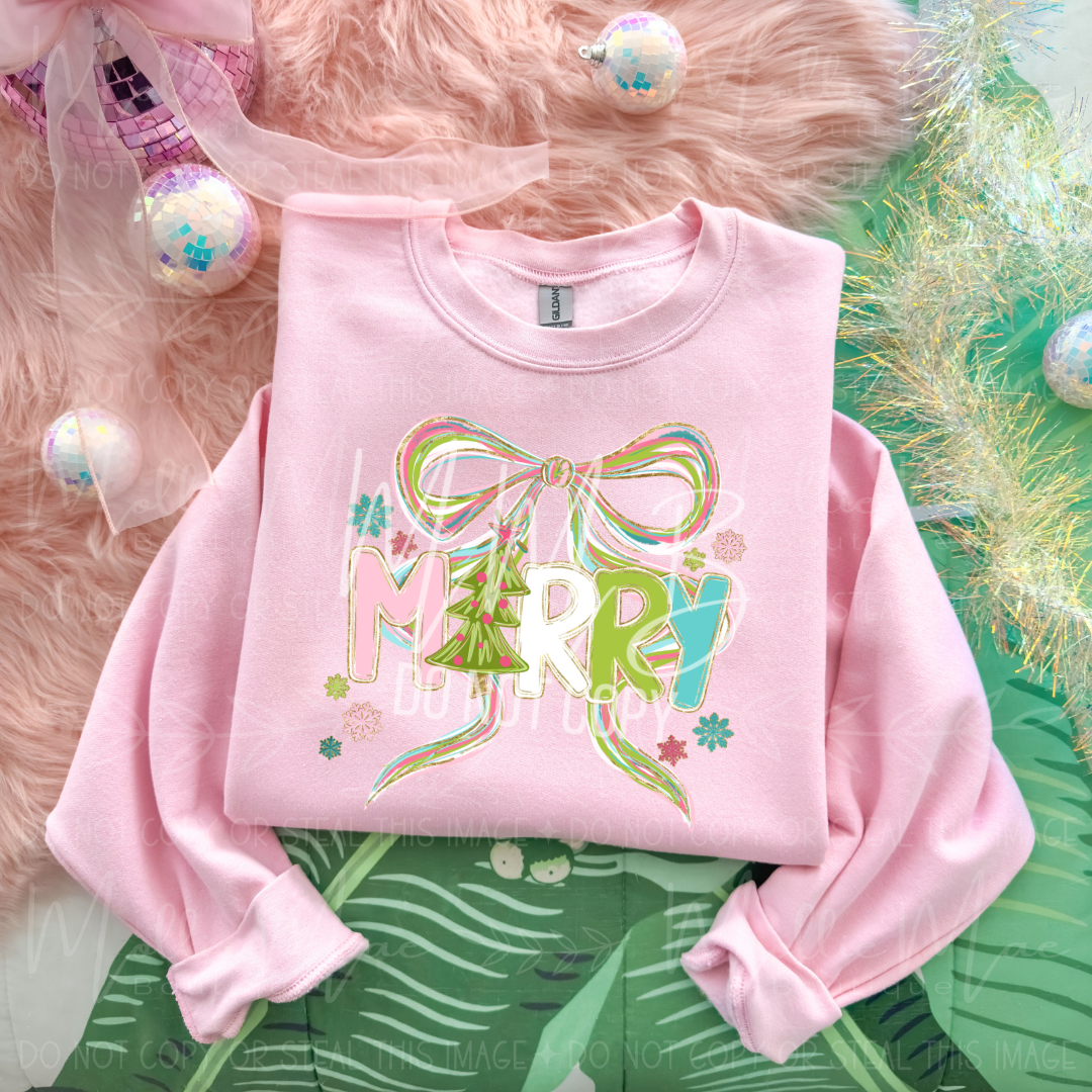 Merry Bow Hand Drawn Sweatshirt