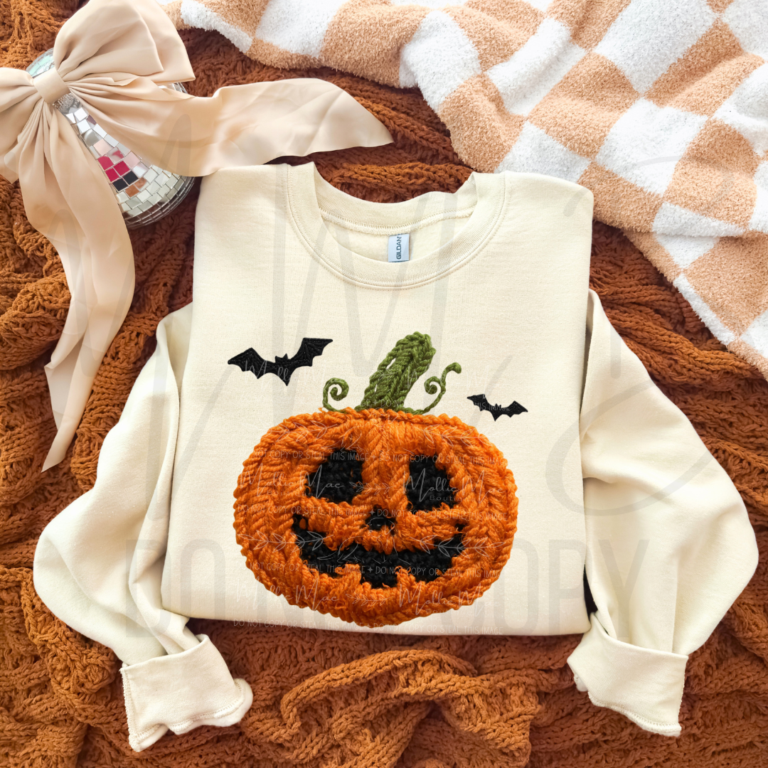 Faux Knit Jack-O-Lantern Graphic Tee / Crewneck