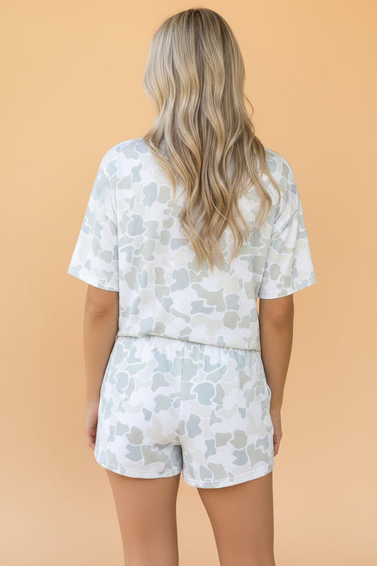 Camo Short Sleeve Tee & Drawstring Short Set boutique apparel from Mollie Mae Boutique