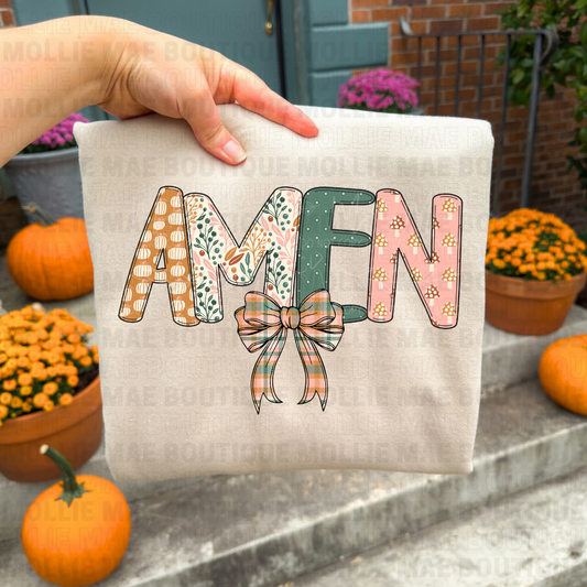 Amen with Bow Tee or Crewneck