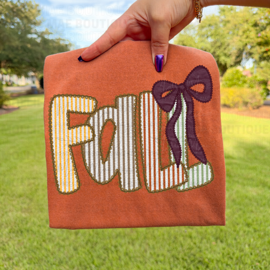 Fall Bow Seersucker Graphic Tee | Comfort Colors Ivory, Bay, or Yam