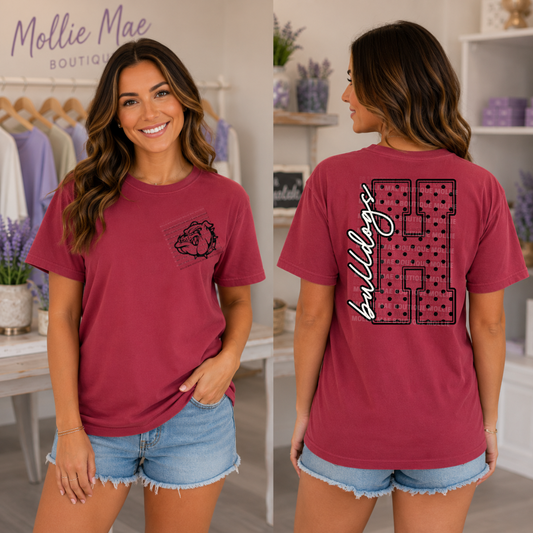 Hickman County Bulldogs Polka Dot Graphic T-Shirt