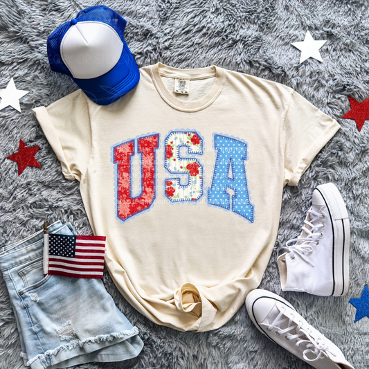 USA Floral Patch Graphic Tee