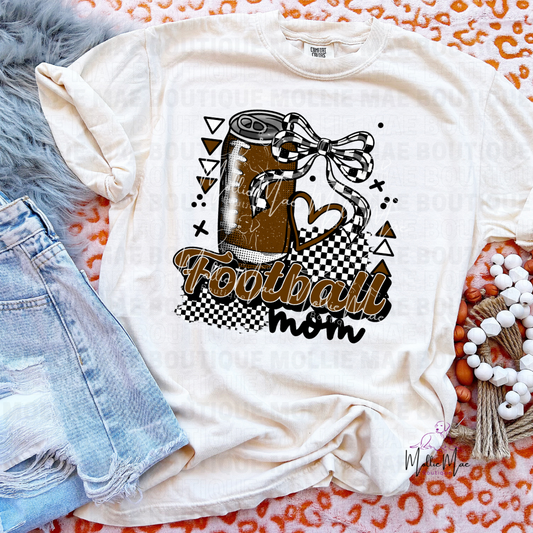 Football Mom Checkered Bow Graphic Tee