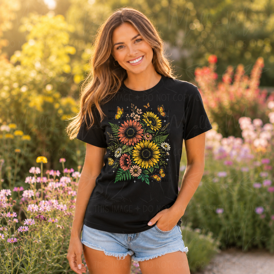 Knockout Sunflowers Graphic T-Shirt – Neon or Colorful