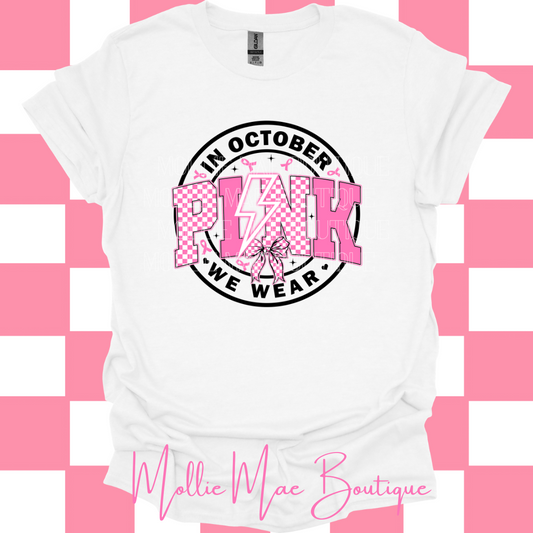 PINK Lightening Bolt Breast Cancer Tshirt