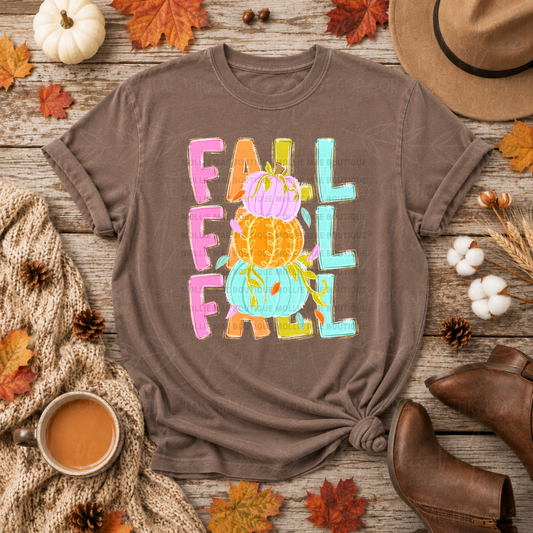 Colorful Fall Pumpkin Stack Graphic Tee