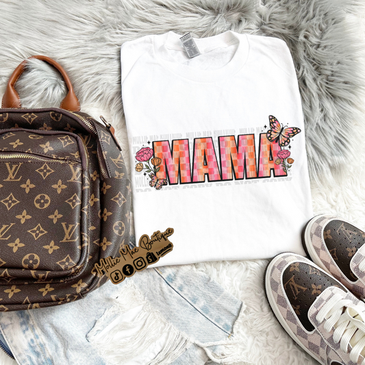 MAMA Checkered Butterfly Tshirt