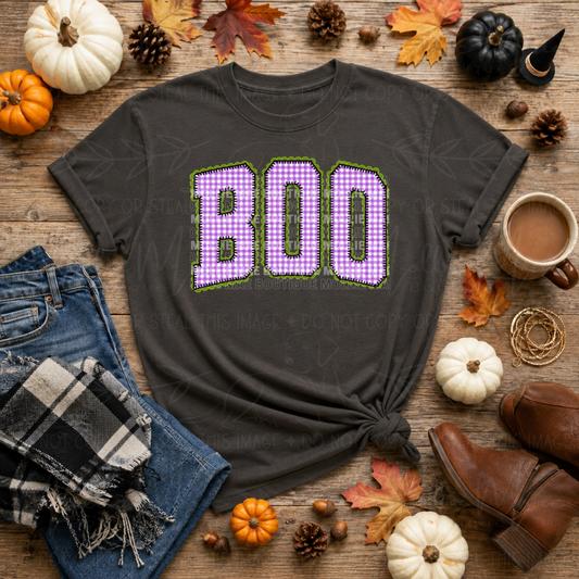Purple Gingham Boo