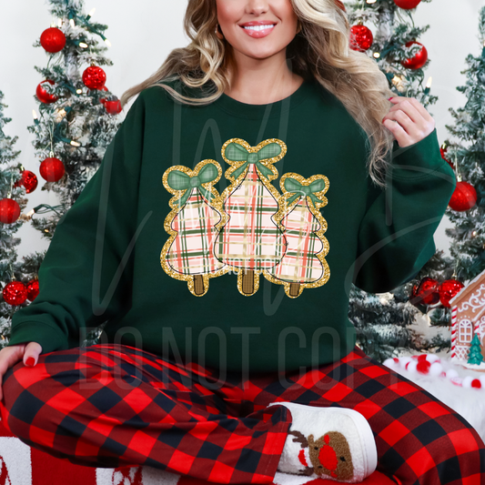 Plaid & Sparkle Pines Christmas Tee or Crewneck