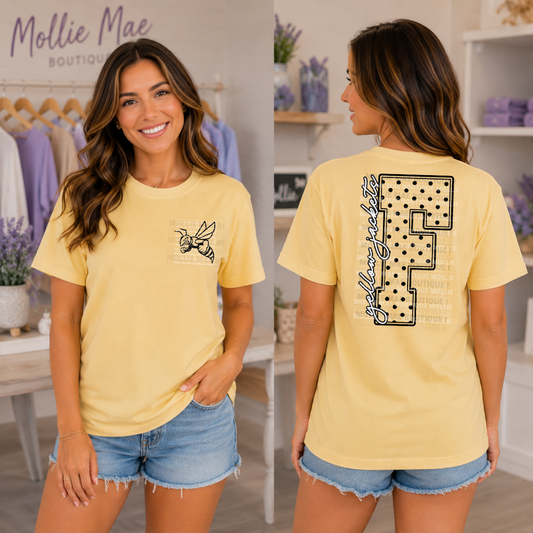 Fairview Yellow Jackets Polka Dot Graphic T-Shirt