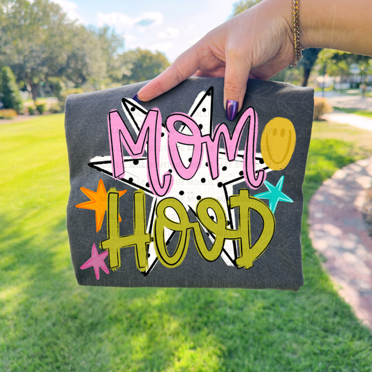 Mom Hood Polka Dot Star Graphic Tee