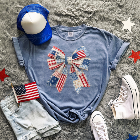 Americana Patchwork Bow Graphic Tee