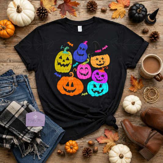 Colorful Pumpkins Halloween Graphic Tee