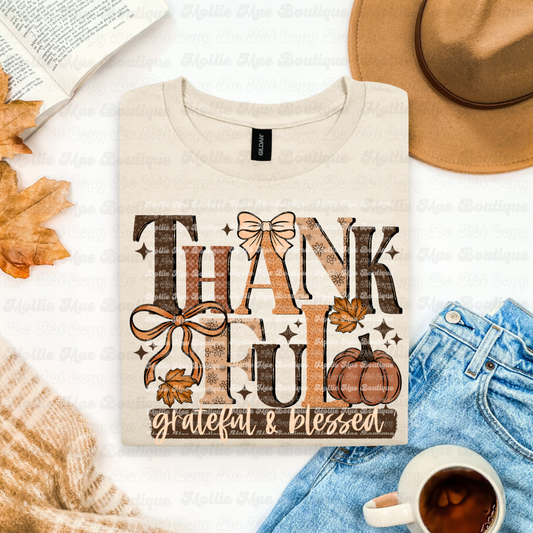 Bows & Pumpkins Thankful Sweatshirt/ Tee