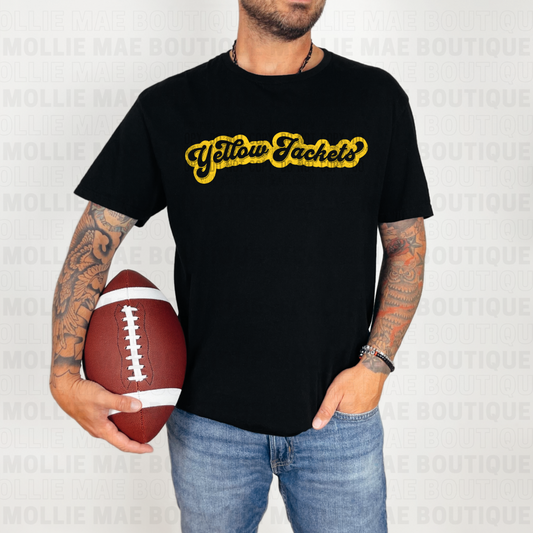 Fairview Yellow Jackets Retro Print Tee – Black Gildan Softstyle