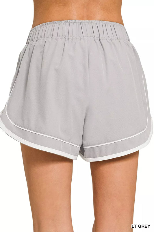 Zenana Soft Woven Lined Dolphin Shorts - LT Grey boutique apparel from Mollie Mae Boutique
