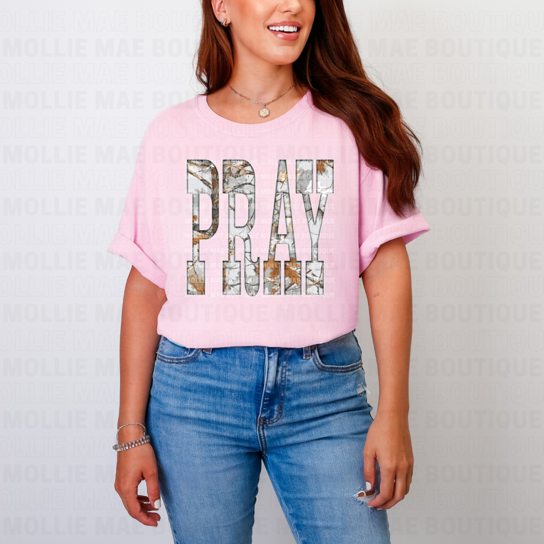 PRAY Grey Camo Graphic Tee