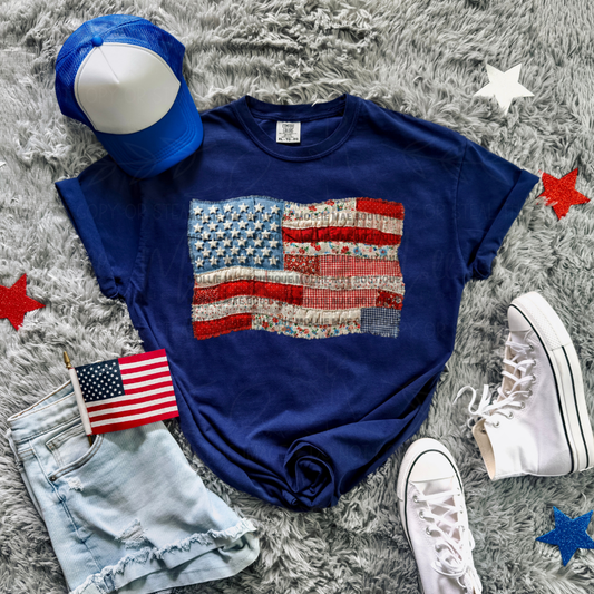Vintage Patchwork American Flag Tee