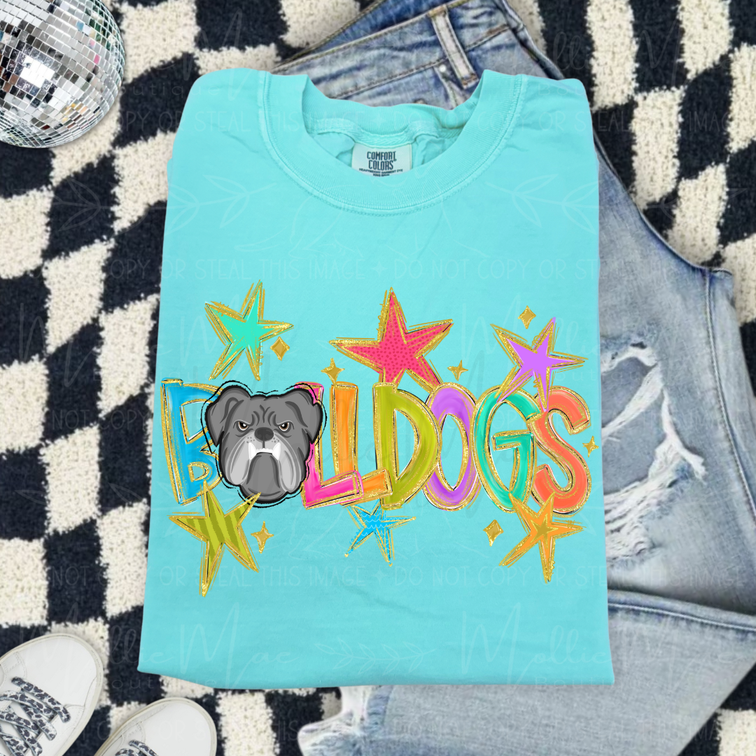 Bulldogs Stars Graphic Tee – Neon Cantaloupe