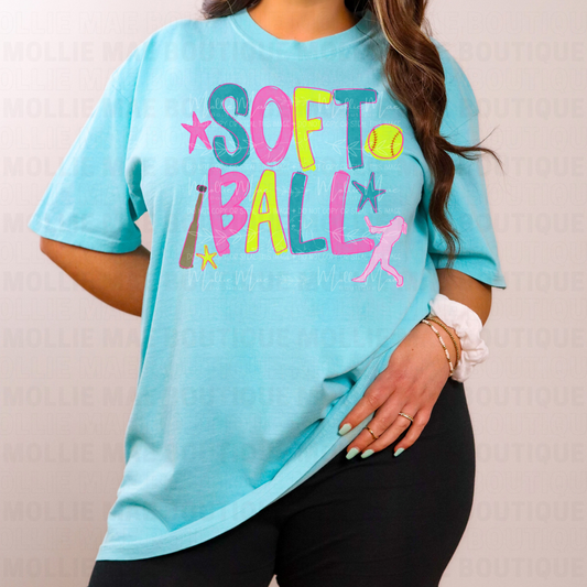 Softball Graphic Tee – Watercolor or Vibrant Design